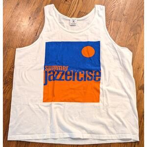 Summer Jazzercise Mens XL Tank Delta Graphic White Blue Orange Workout Fitness